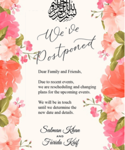 We Have Postponed Muslim Wedding Announcement Floral Theme Card