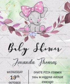 Baby Shower Cute Elephant Swinging In White Theme Background | ID: 11678 | ID: 11683