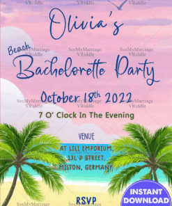 Bachelorette Party Night Beach Theme Invitation