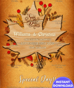 Canadian Wedding Invitation Card, Rustic Fall Save The Date Invitation