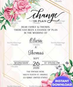 Change In Plan, Change In Wedding Date Announcement E Card | ID: ec_11067