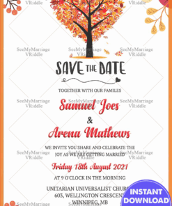 Fall Save The Date Wedding Invitation - Instantly Editable, Canadian Ecard