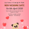 Change In Plan Wedding Announcement Invitation Gif, Funky Dog Theme, Pink Background With Love Symbols | ID: 11700