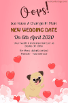 Change In Plan Wedding Announcement Invitation Gif, Funky Dog Theme, Pink Background With Love Symbols | ID: 11700