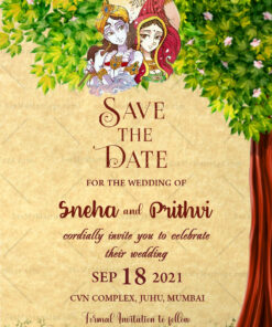 Radha Krishna Theme Wedding Save The Date Card Version 2 Card