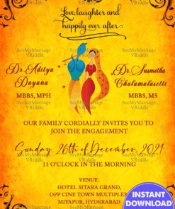 Golden Yellow Radha Krishna Wedding Invitation Card