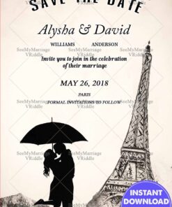 Save The Date - Eiffel Tower, Love In Paris