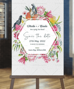 White Texture Floral Wedding Invitation Whatsapp Card With Macaw Birds