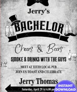 Vintage Theme Bachelor Party White Theme Card White Theme Version