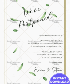 Wedding Postponed Announcement Card, Simple Cream Theme Falling Leaves Background