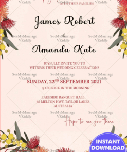 Wedding Save The Date Invitation Card In Australian Rustic Wild Floral Theme