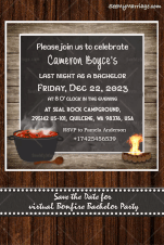 Wood Theme Bonfire Bachelor Party Save The Date Gif | ID: 11679