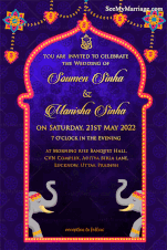 Royal Blue Elephants Hindu Wedding Invitation Gif