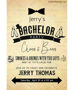 Vintage Theme Bachelor Party Cream Theme Card Base Version