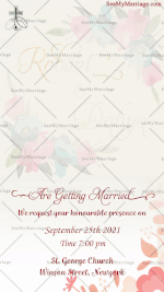 Tossing The Bouquet White Floral Theme Christian Wedding Invitation Gif | ID: 11703