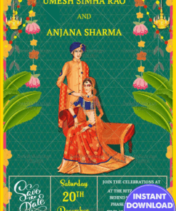 North Indian Rajasthani Wedding Invitation Card