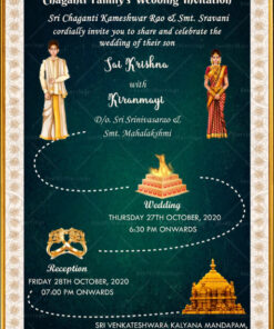 Gold And Green Telugu Traditional Wedding Invitation Video | ID: 11801