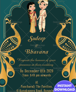 Traditional Kannada Wedding Invitation Card, Golden Peacock Designs | ID: ec_11127