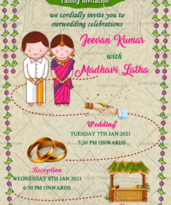 Telugu Wedding Cartoon Invitation Video, Parrot Hangings, Texture Background | ID: 11827