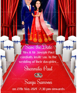 Modern Wedding Caricature Save The Date Card
