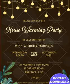 Sparkling String Lights Housewarming Invitation Card