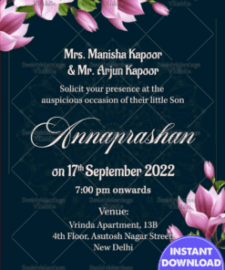 Beautiful Flower Bokeh Annaprasan Invitation Card