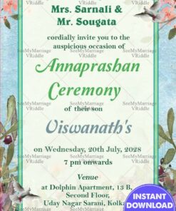 Bird And Leaf Theme Annaprasan Invitation Card