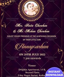 Blue Mandala Theme Annaprasan Invitation Card