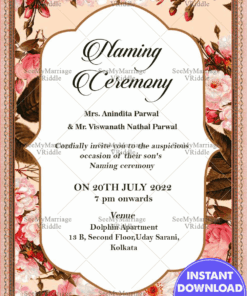 Colorful Boarder Naming Ceremony Invitation Card