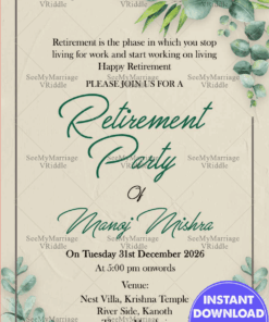 Dusky Brown Theme Retirement Invitation Card With Picture