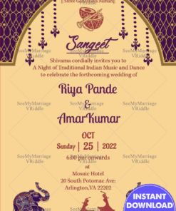 Elephant Theme Traditional Sangeet Invitation Card