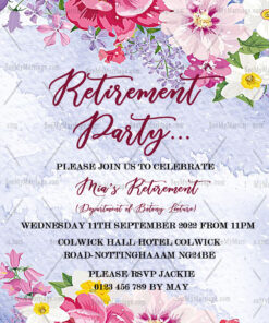 Floral Flowers Theme Retirement Invitation Card