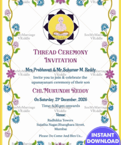 Hindu Thread Ceremony Invitation Card With White Theme