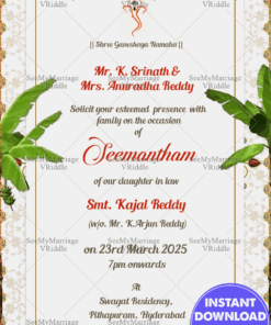 Hindu Traditional Border Theme Seemantham Invitation Card