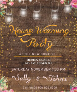 Lanterns & Floral Theme Housewarming Invitation Card