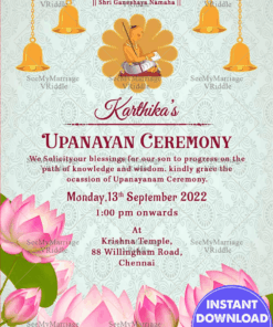 Lotus Theme Upnayanam Invitation Card