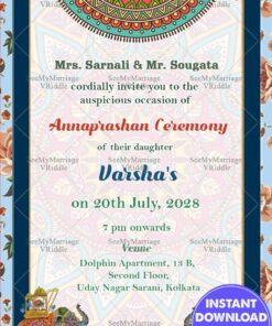 Mandala Theme Traditional Hindu Annaprasan Invitation Card
