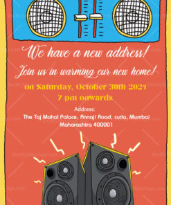 Music Party Theme Housewarming Invitation Card