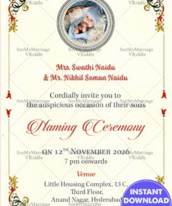 Royal Theme Traditional Naming Ceremony Invitation Card