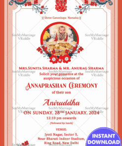 Simple Floral Annaprashan Invitation Card