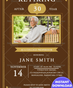 Simple Retirement Invitation Card With Brown Theme