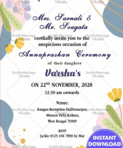 Simple Vector Floral Annaprshan Invitation Card