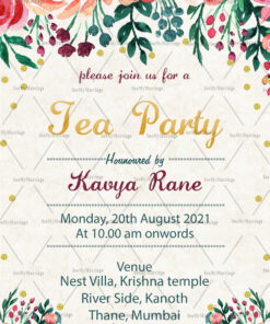 Kitty Party Invitation Card With Red And Orange Rose Floral Theme