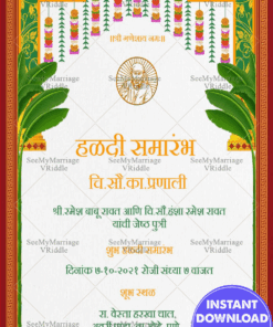 Traditional Orange Bordered Haldi Invitation Card