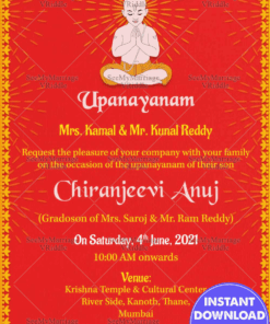 Traditional Red Theme Dhoti Ceremony Invitation Card