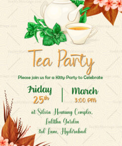 White Floral Tea Party Invitation Card