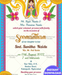 Colorful Indian Style Babyshower Invitation Card
