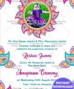 Colourful Mandala Theme First Rice Eating Ceremony Invitation Card