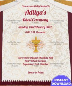 Traditional Dhoti Ceremony Invitation Card