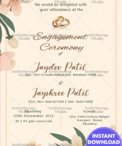 Flowral With Light Pink Theme Engagement Invitation Card